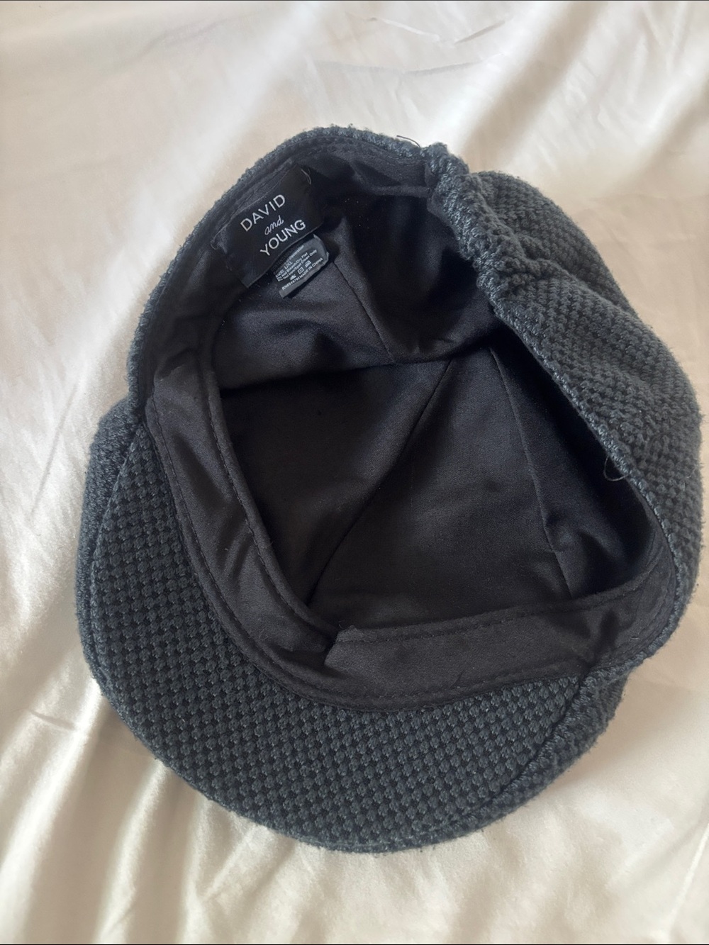 David and Young Black Textured Baker Boy Cap